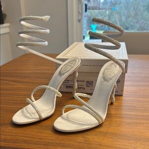 Rene Caovilla Strauss Snake Ankle-Wrap Sandals